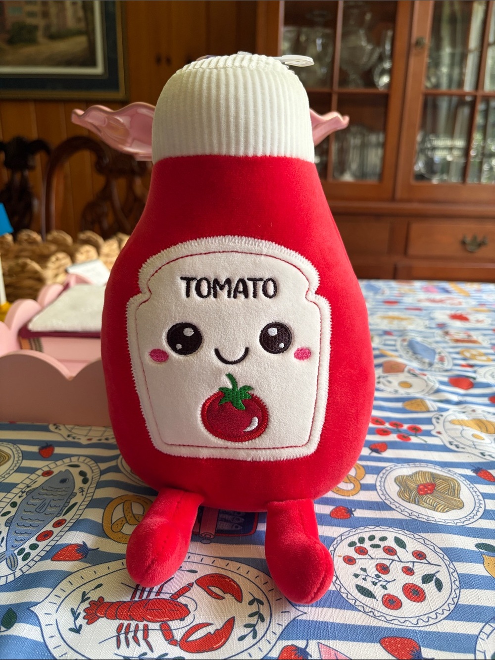 Cute Tomato Ketchup Plush Toy - Red Kawaii Bottle Plush by Cuddle Crew